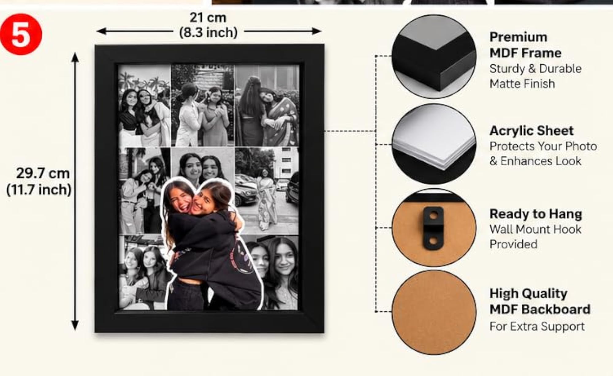 Personalised A4 Portrait Photo Collage Frame